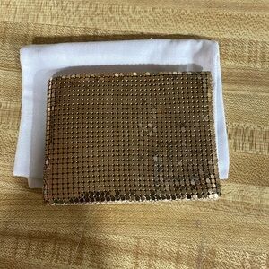 Vintage 1940s Duramesh Brand Gold Metal Mesh Sequin Evening bifold Wallet